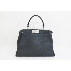FENDI Selleria Peekaboo Handbag ASFALTO Gray